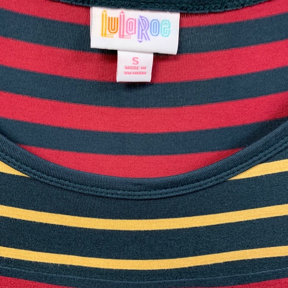 LuLa Roe Julia NWT. Dark Red with stripes. Size S - Picture 3 of 5